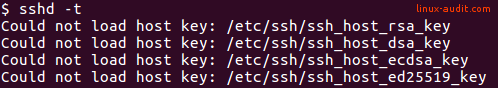 Screenshot of sshd -t command to test SSH configuration