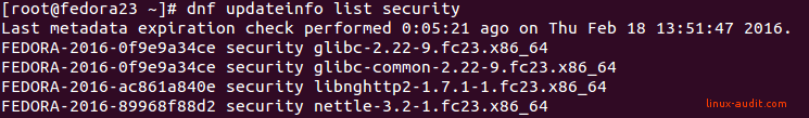 Screenshot of DNF showing glibc security patches