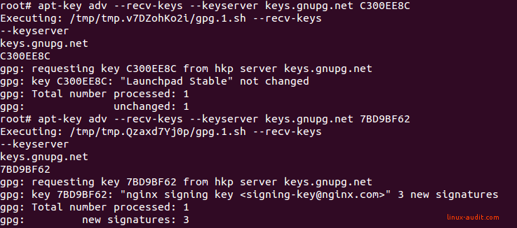 Screenshot of apt to renew an expired APT key