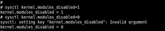 Screenshot of sysctl command showing invalid argument when trying to set value