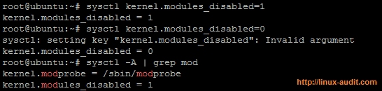 Linux kernel modules being disabled with sysctl key