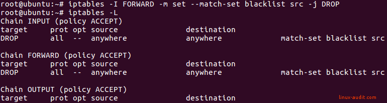 Iptables with blocklists to block some IP addresses