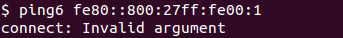 Ping utility ping6 showing invalid argument error for connection