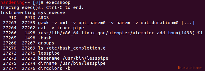 Monitoring new processes on Linux with execsnoop