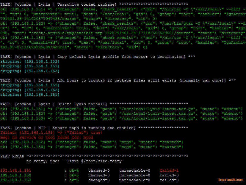 Screenshot of Ansible tooling