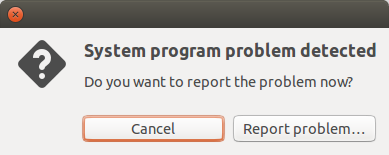 Screenshot of problem, with text System program problem detected