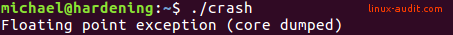 Program crash with core dump