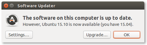 Screenshot of available Ubuntu upgrade